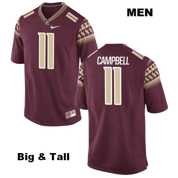 Men's NCAA Nike Florida State Seminoles #11 George Campbell College Big & Tall Red Stitched Authentic Football Jersey DOG2869SG